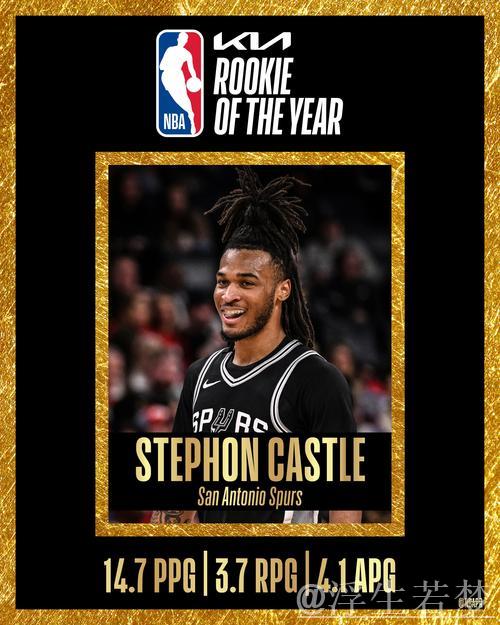 马刺新星斯蒂芬-卡斯尔荣膺NBA年度最佳新秀 马刺新星斯蒂芬-卡斯尔荣膺NBA年度最佳新秀